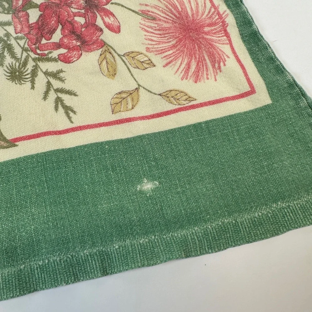 Vintage Strawberry Floral Tea Towel Set Red White Blue Kitchen Linens